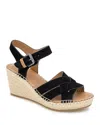 Gentle Souls By Kenneth Cole Caspian Wedge Sandal In Black Nubuck