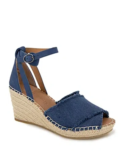 Gentle Souls By Kenneth Cole Women's Charli Ankle Strap Espadrille Wedge Sandals In Denim