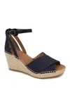 Gentle Souls By Kenneth Cole Charli Womens Leather Sandal Wedge Heels In Navy