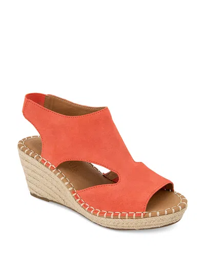 Gentle Souls By Kenneth Cole Women's Cody Slingback Espadrille Wedge Sandals In Bright Coral