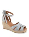 Gentle Souls By Kenneth Cole Espadrille Wedge Sandal In Silver Leather