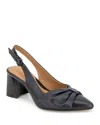 Gentle Souls By Kenneth Cole Diana Slingback Pointed Toe Pump In Black Leather