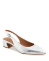 Gentle Souls By Kenneth Cole Georgia Slingback Pump In Silver Leather