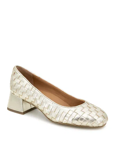 Gentle Souls By Kenneth Cole Women's Lancine Woven Pumps In Soft Gold Leather