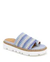 Gentle Souls By Kenneth Cole Lavern Womens Leather Slip On Flatform Sandals In Blue Multi