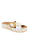 Gentle Souls By Kenneth Cole Louisa Buckle Sandal In Silver/gold