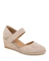 Gentle Souls By Kenneth Cole Oriana Ankle Strap Wedge Pump In Mushroom Suede
