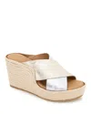 Gentle Souls By Kenneth Cole Porto Espadrille Platform Wedge Slide Sandal In Silver/gold