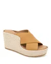 Gentle Souls By Kenneth Cole Porto Espadrille Platform Wedge Slide Sandal In Tan Leather