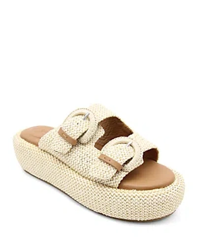 Gentle Souls By Kenneth Cole Theresa Platform Slide Sandal In Natrual Raffia