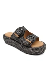 Gentle Souls By Kenneth Cole Theresa Platform Slide Sandal In Peweter Raffia