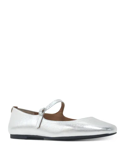 Gentle Souls By Kenneth Cole Wynona Mary Jane Flat In Silver Leather