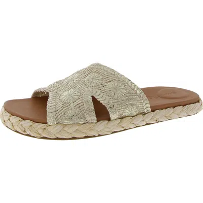 Gentle Souls By Kenneth Cole Womens Woven Manmade Slide Sandals In Beige