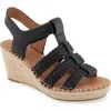 Gentle Souls Caplin Slingback Espadrille Platform Wedge Sandal In Black