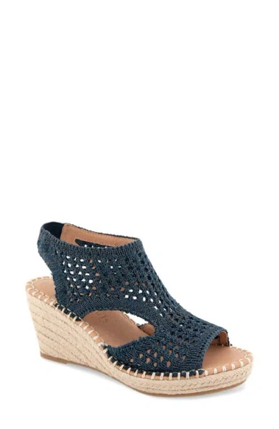 Gentle Souls Cody Cutout Espadrille Wedge Sandal In Blue