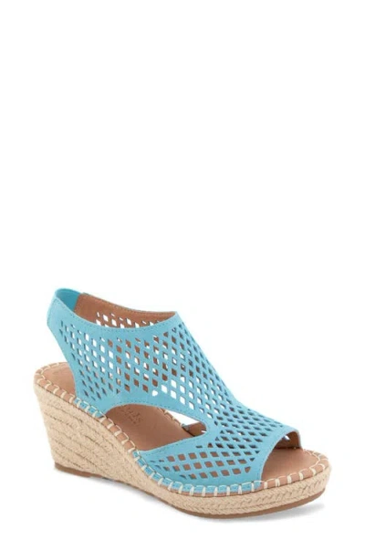 Gentle Souls Cody Espadrille Wedge Sandal In Blue