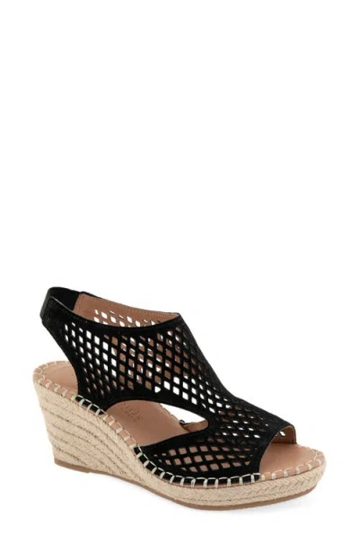 Gentle Souls Cody Espadrille Wedge Sandal In Black