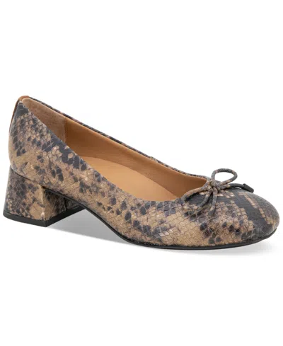 Gentle Souls Gentel Souls Women's Lancine Block Heel Pumps In Brown Snake Leather