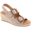 Gentle Souls Greca Raffia Slingback Platform Wedge Sandal In Multi
