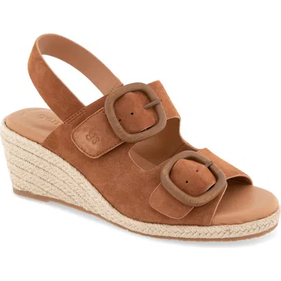Gentle Souls Greca Espadrille Slingback Platform Wedge Sandal In Brown