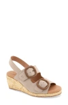 Gentle Souls Greca Raffia Slingback Platform Wedge Sandal In Multi