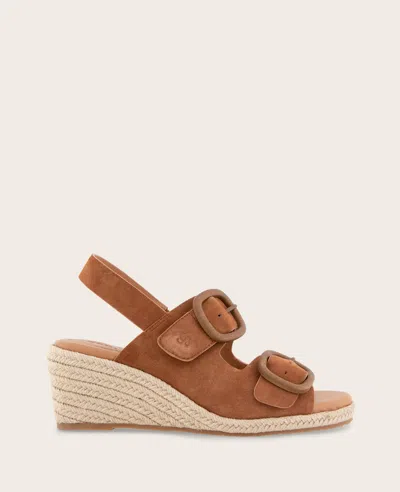 Gentle Souls - Greca Suede Two Band Buckle Wedge In Brown