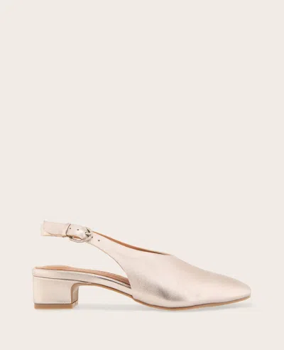 Gentle Souls - Kellis Metallic Stretch Leather Slingback Heel In Silver