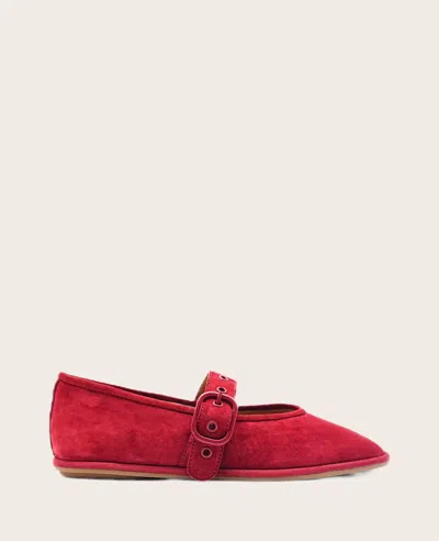 Gentle Souls - Lunar Suede Mary Jane Flat In Red
