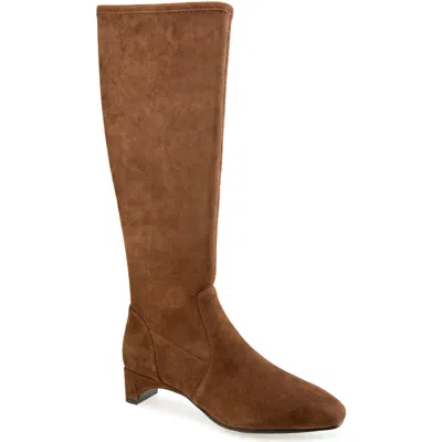 Gentle Souls Namaste Stretch Knee High Boot In Mid Brown Suede