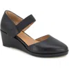 Gentle Souls Oriana Ankle Strap Wedge Pump In Black
