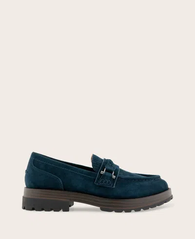Gentle Souls - Polly Bit Corduroy Suede Lug Sole Loafer In Blue