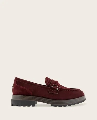 Gentle Souls - Polly Bit Corduroy Suede Lug Sole Loafter In Red