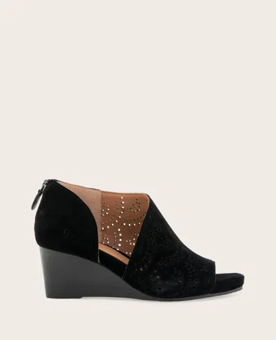 Gentle Souls - Talerie Suede Perforated Wedge Sandal In Black Suede