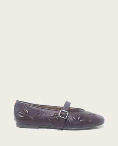 Gentle Souls - Wence Embossed Leather Buckle Flat In Purple