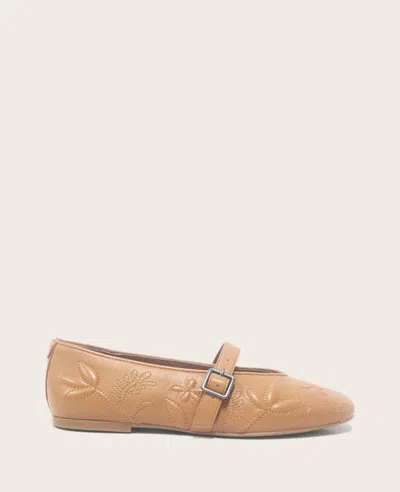 Gentle Souls - Wence Embossed Leather Buckle Flat In Brown