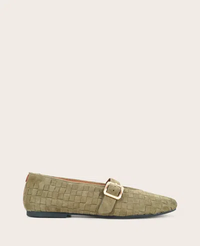 Gentle Souls Winifred Woven Mary Jane Flat In Green