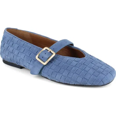 Gentle Souls Winifred Woven Mary Jane Flat In Blue