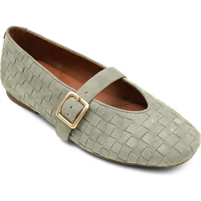 Gentle Souls Winifred Woven Mary Jane Flat In Green
