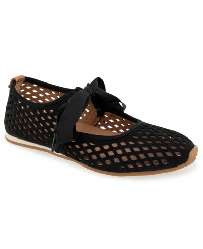 Gentle Souls Women's Annalise Ribbon Tie Ballet Sneakers In Black