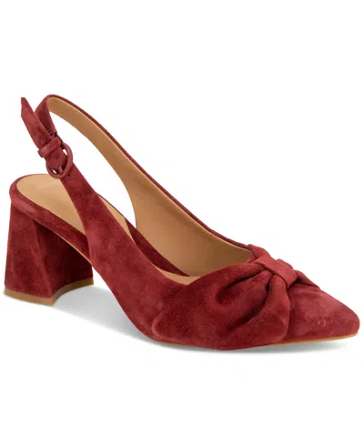 Gentle Souls Women's Diana Pointed-toe Slingback Pumps In Burnt Red Suede