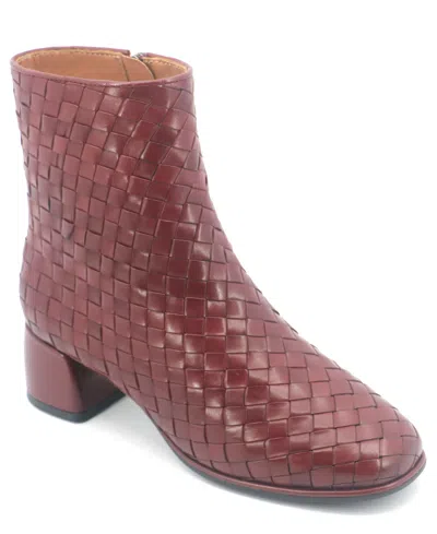 Gentle Souls Elodie Woven Bootie In Burgundy