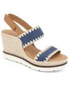 Gentle Souls - Evora Textile Espadrille Wedge In Navy Textile