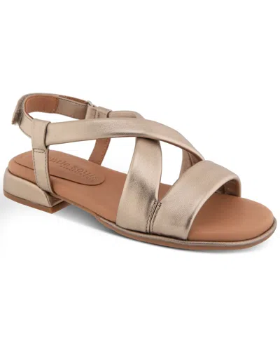 Gentle Souls Women's Heather Crisscross Flat Sandals In Gravel Leather
