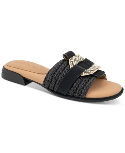 Gentle Souls Women's Hudson Mixed-media Flat Sandals In Black Raffia