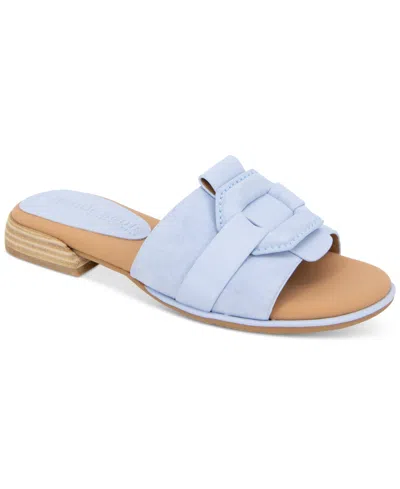 Gentle Souls Women's Hudson Mixed-media Flat Sandals In Light Blue Suede