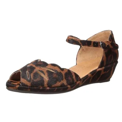 Gentle Souls Women's Lily Moon Wedge Sandal In Brown Multi In Animal Print