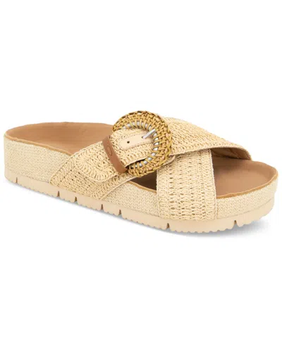Gentle Souls Women's Louisa Buckled Slide Sandals In Natural Raffia