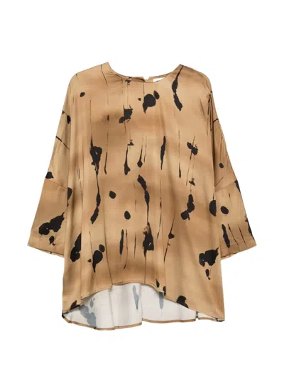 Gentry Portofino Abstract-print Blouse In Gold