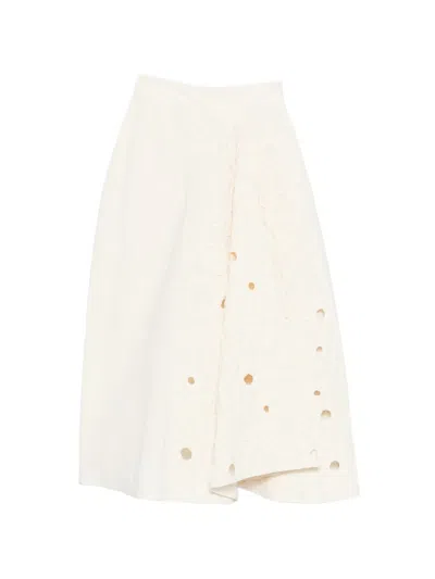 Gentry Portofino Appliqué Midi Skirt In White