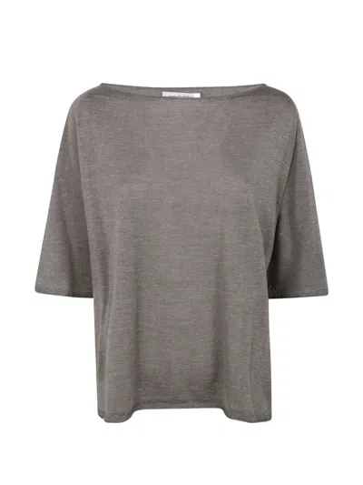 Gentry Portofino Boat-neck Knitted Top In Gray
